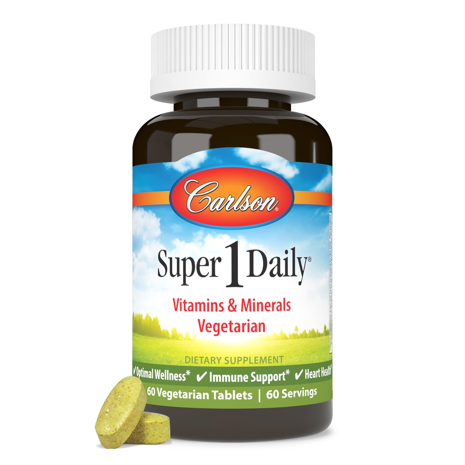 Carlson Super 1 Daily, Vegetarian Multiple Formula Tablet, 60 Tablets