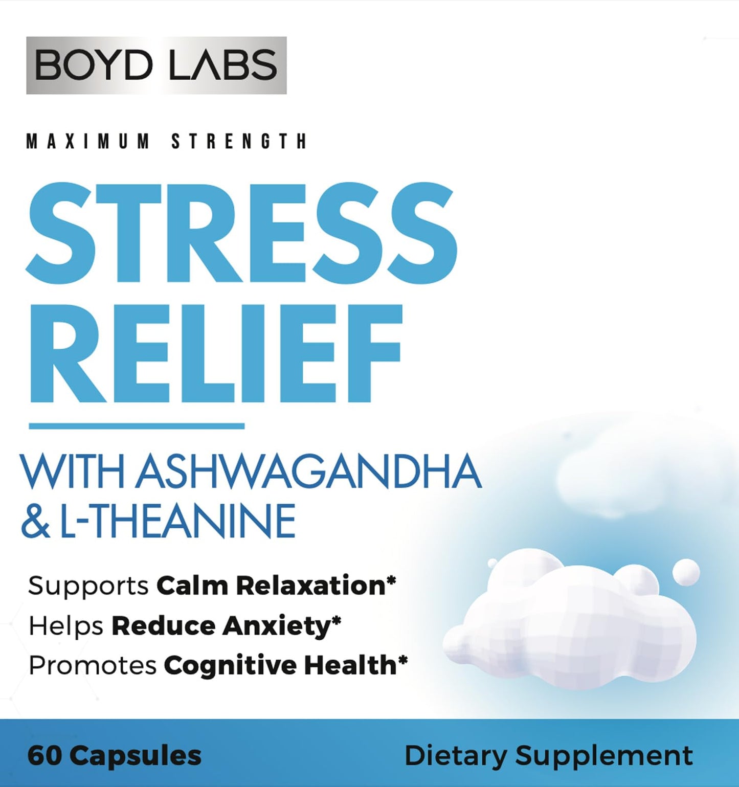 Boyd Labs Stress Relief with Ashwagandha and L-Theanine Capsules, 60 Count