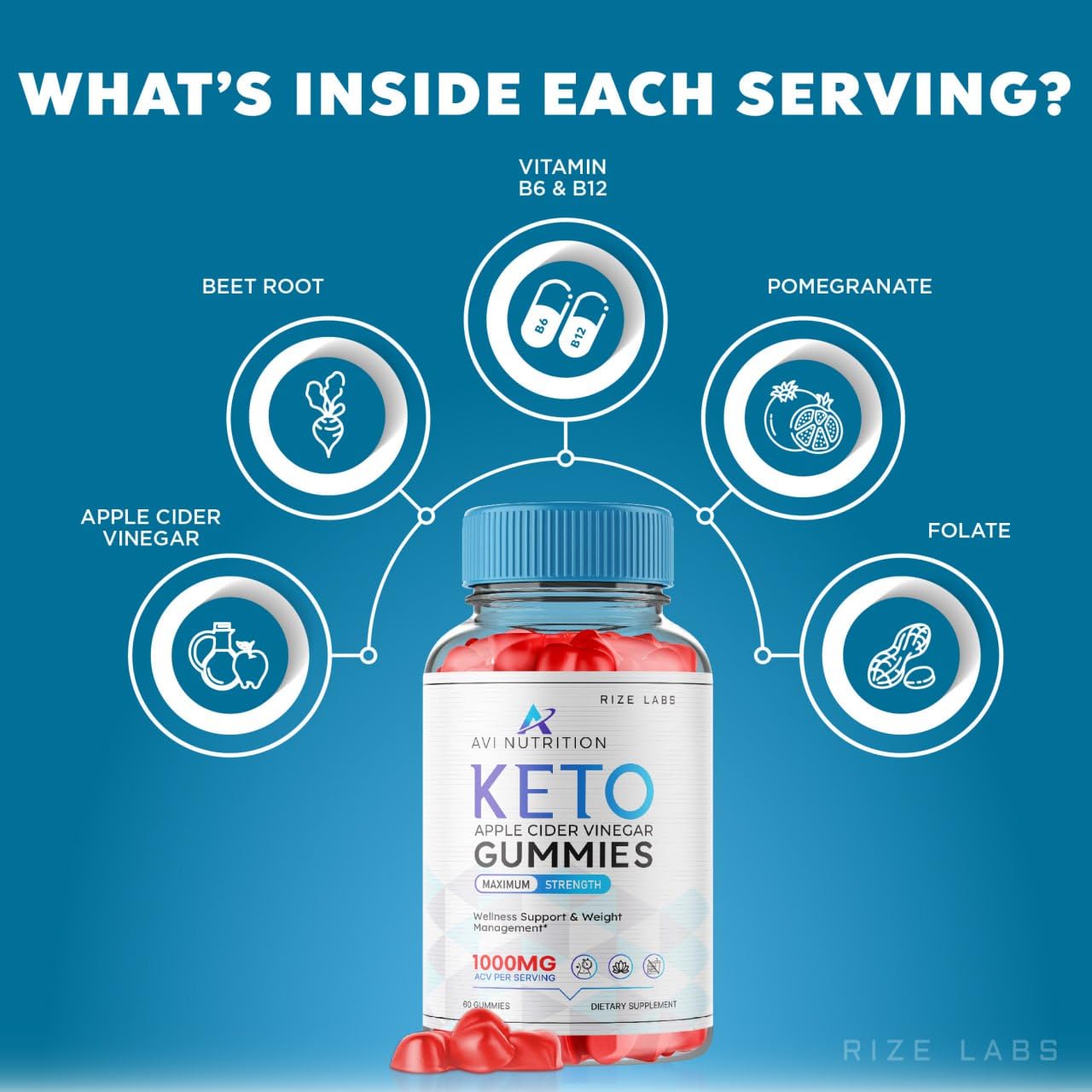 Rize Labs Avi Nutrition Keto Gummies 120 Gummies