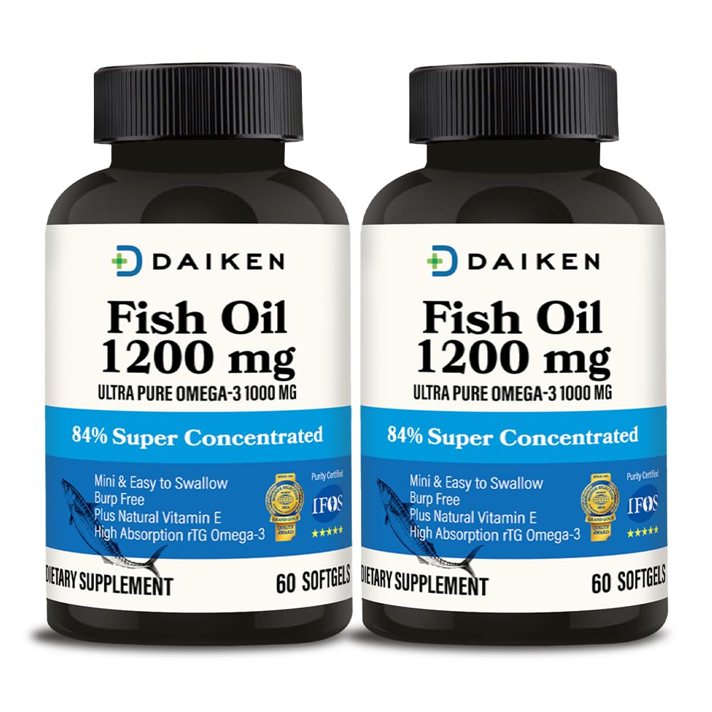 DAIKEN Mini Fish Oil 1200 mg, rTG Omega 3 1000 mg, 120 Softgels