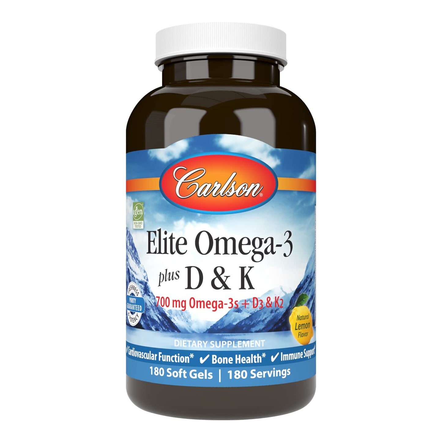 Carlson Elite Omega-3 Plus D & K Softgels 180