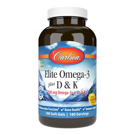 Carlson Elite Omega-3 Plus D & K Softgels 180