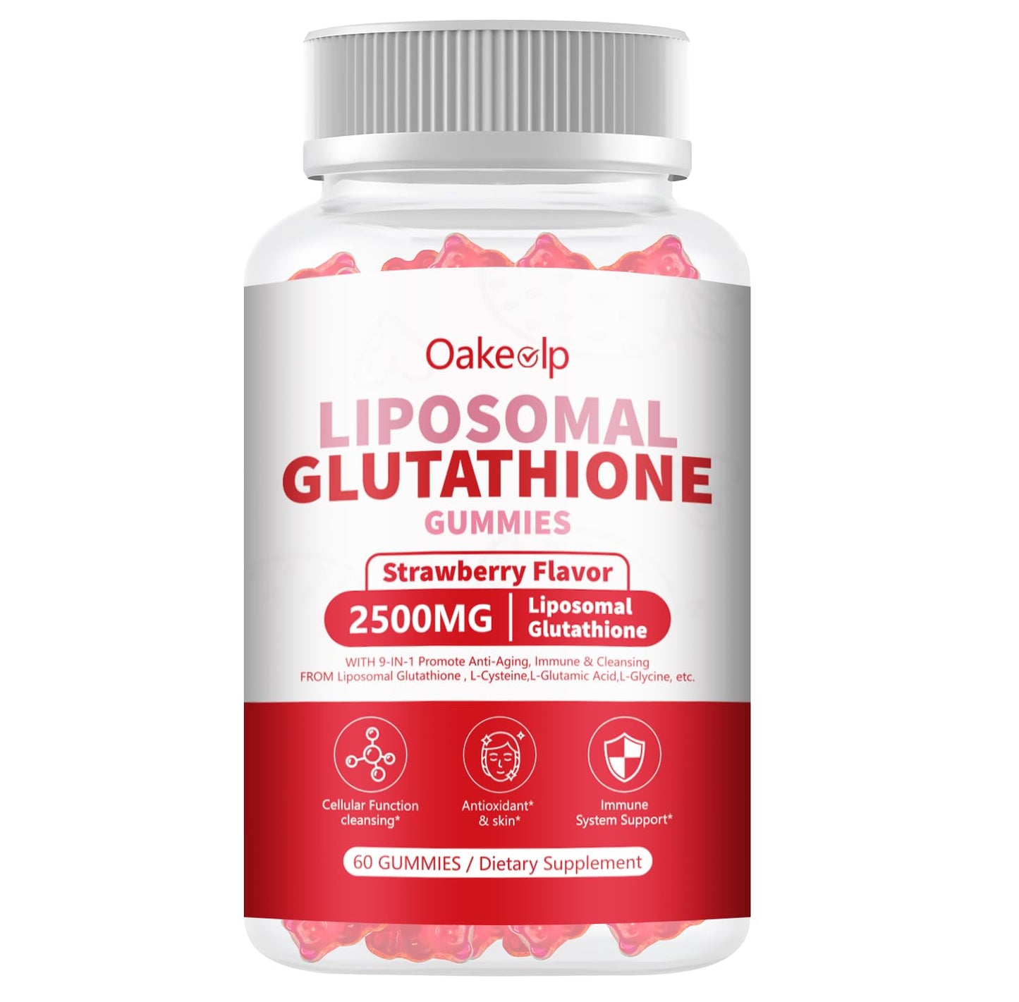 Oakevlp Liposomal Glutathione 2500mg Gummies, 60 Count