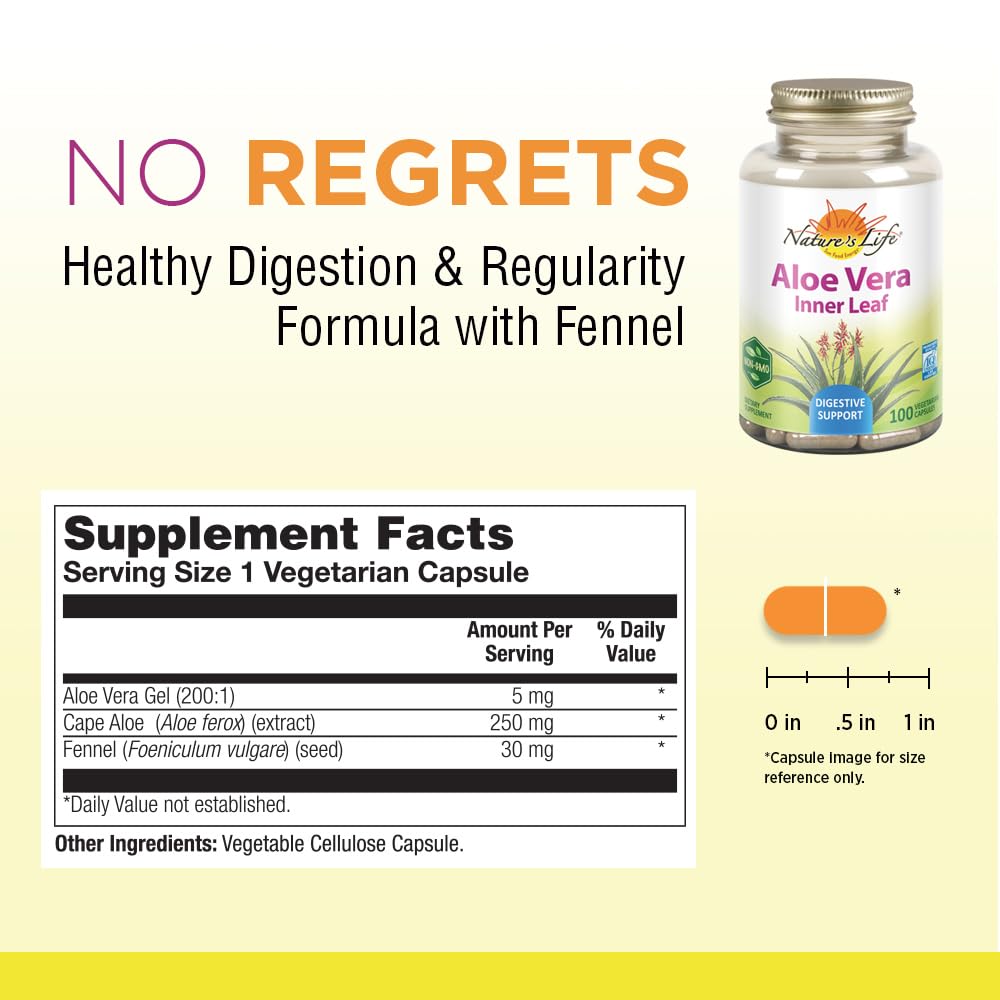 Nature's Life Aloe Vera Inner Leaf Capsules 100 Count