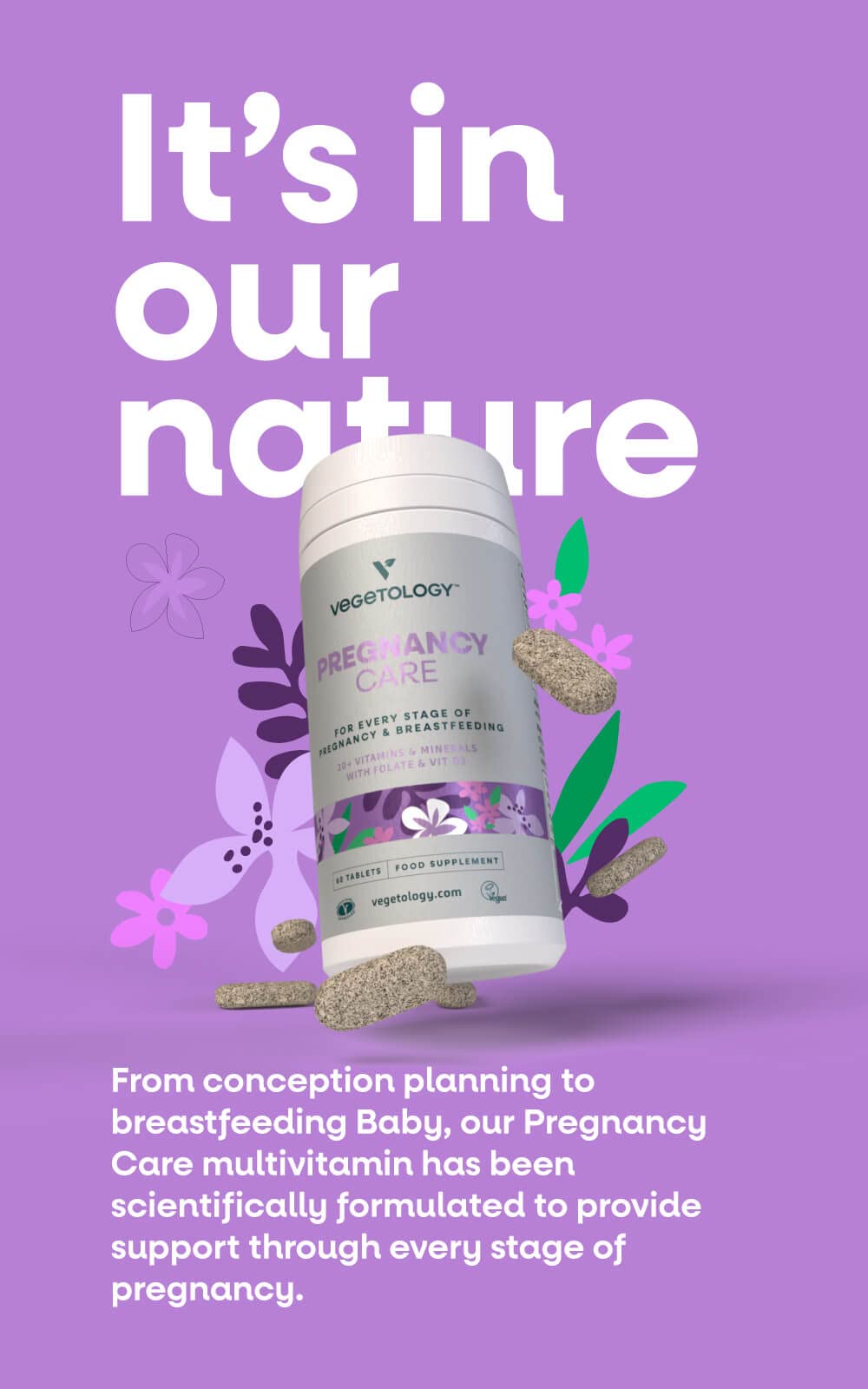 VEGETOLOGY Prenatal Vitamins for Women – Pregnancy & Postnatal Vitamins for Breastfeeding Moms, Vegan, 60 Tablets