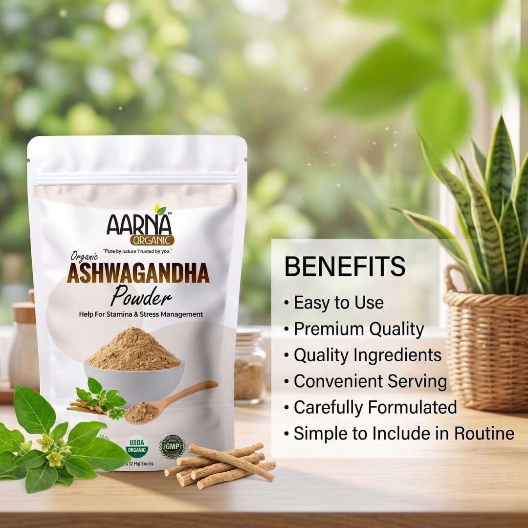 AARNA ORGANIC Ashwagandha Powder for Stamina and Stress Management 8 Ounce