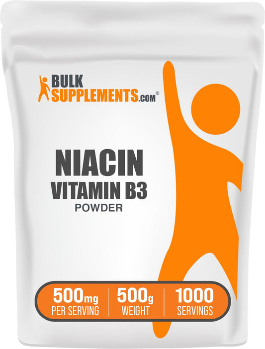 BulkSupplements Niacin Powder - Vitamin B3 Supplement, 500mg Niacin per Serving, Gluten Free, 17.5 oz