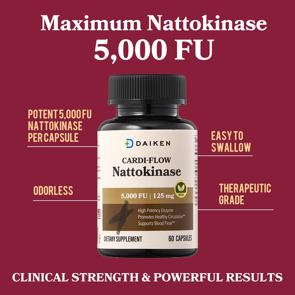 DAIKEN Nattokinase Supplement 40000 FU/g for Circulation & Heart Capsules, 120