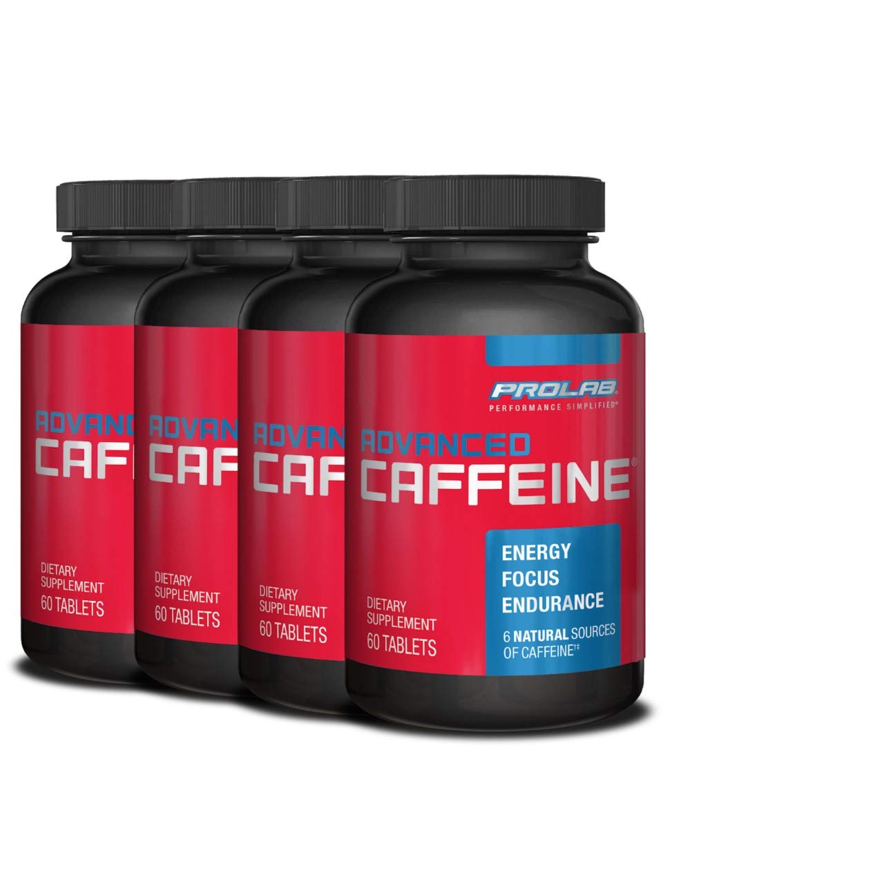 ProLab Caffeine 200mg, Green Tea Extract, Energy & Focus Tablets, 60 Count (Pack of 4)