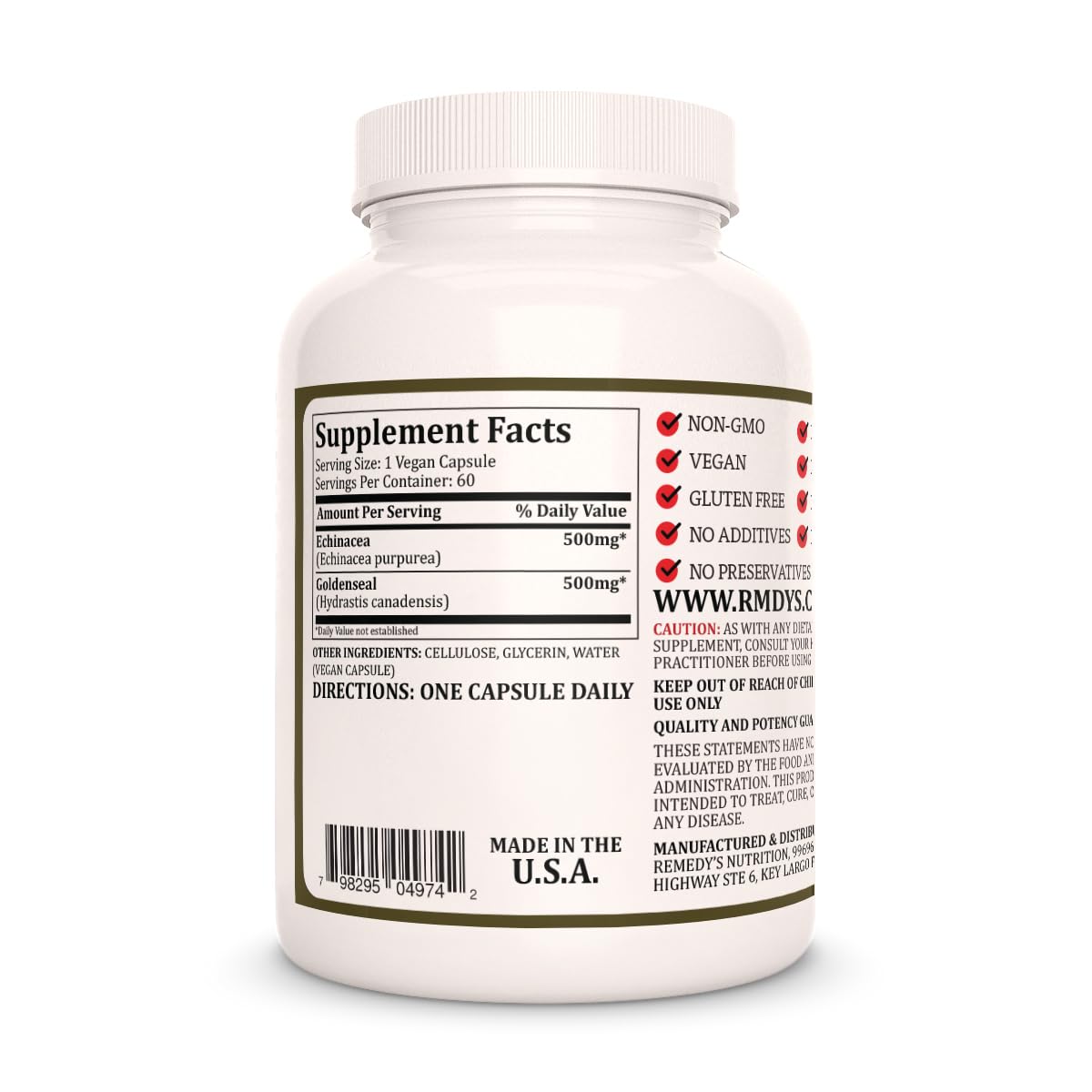 Remedy’s Nutrition Echinacea & Goldenseal 60 Capsules