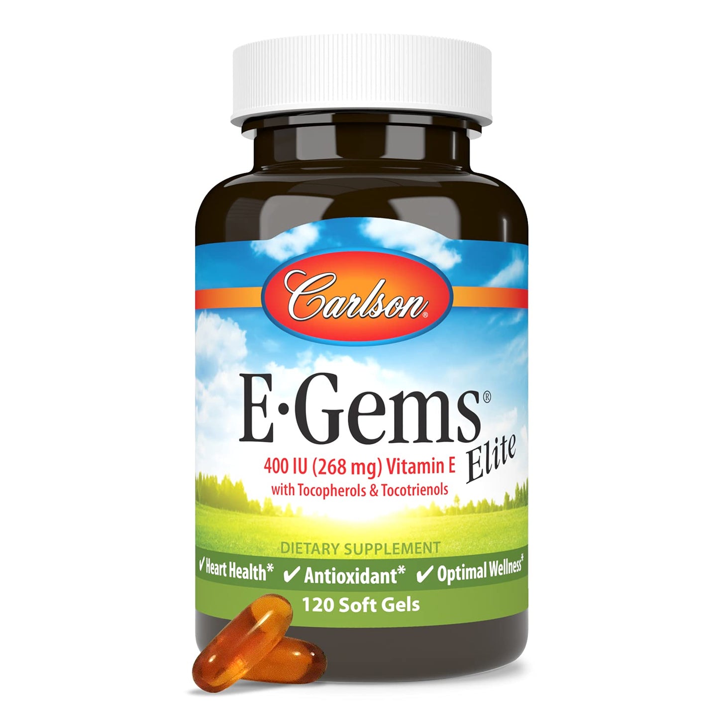Carlson E-Gems Elite Vitamin E with Tocopherols & Tocotrienols Soft Gels 120