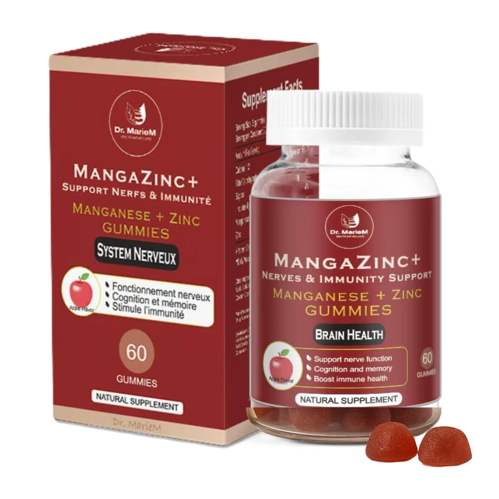 Dr. MarieM MangaZinc+ Gummies – Manganese + Zinc for Nerve Function, Cognitive Support & Immune Health – Apple Flavor – 7.93 oz