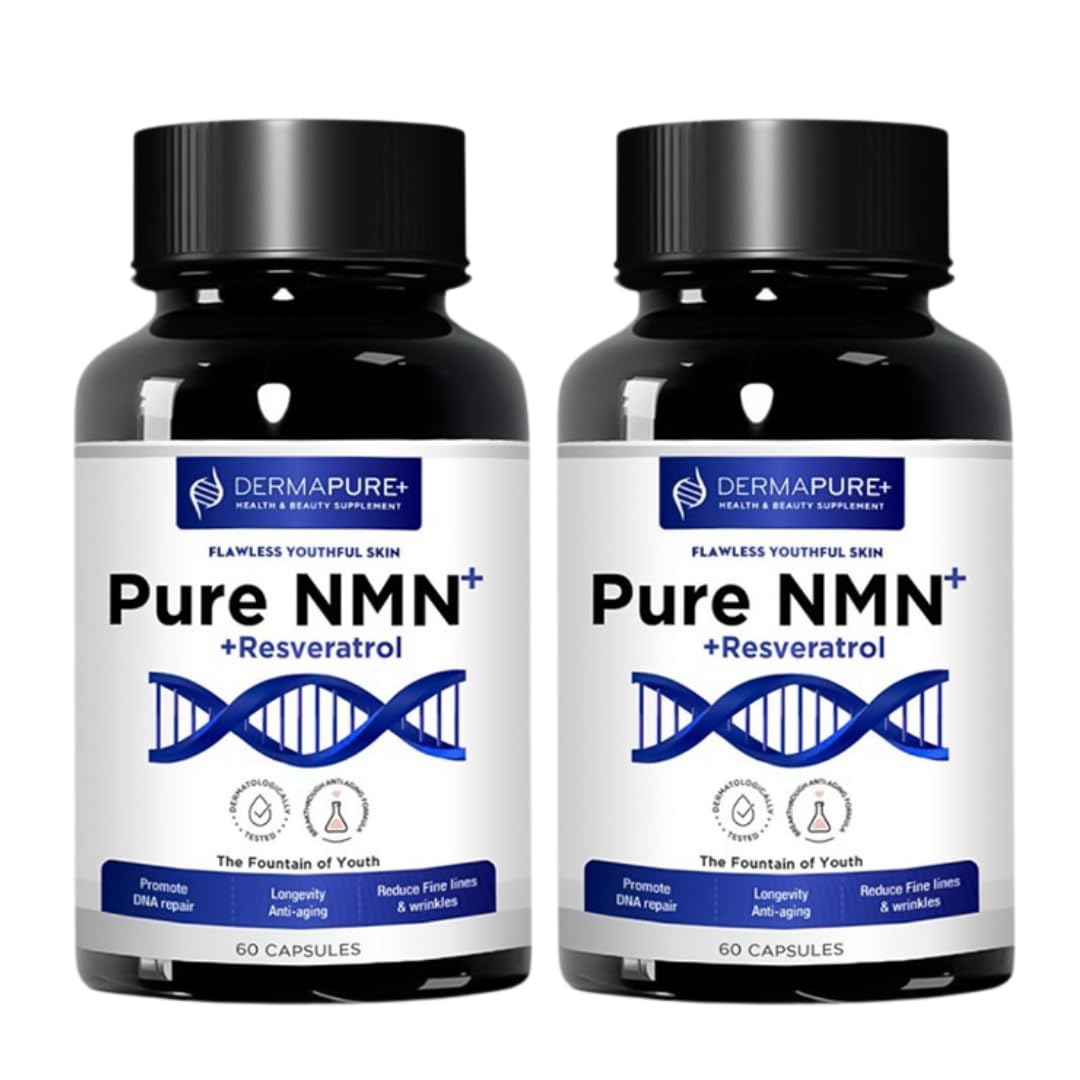 HVSun DermaPure+ NMN Supplement 4-in-1 for Youthful Skin and Longevity, Supports NAD+ Levels, 120 Capsules