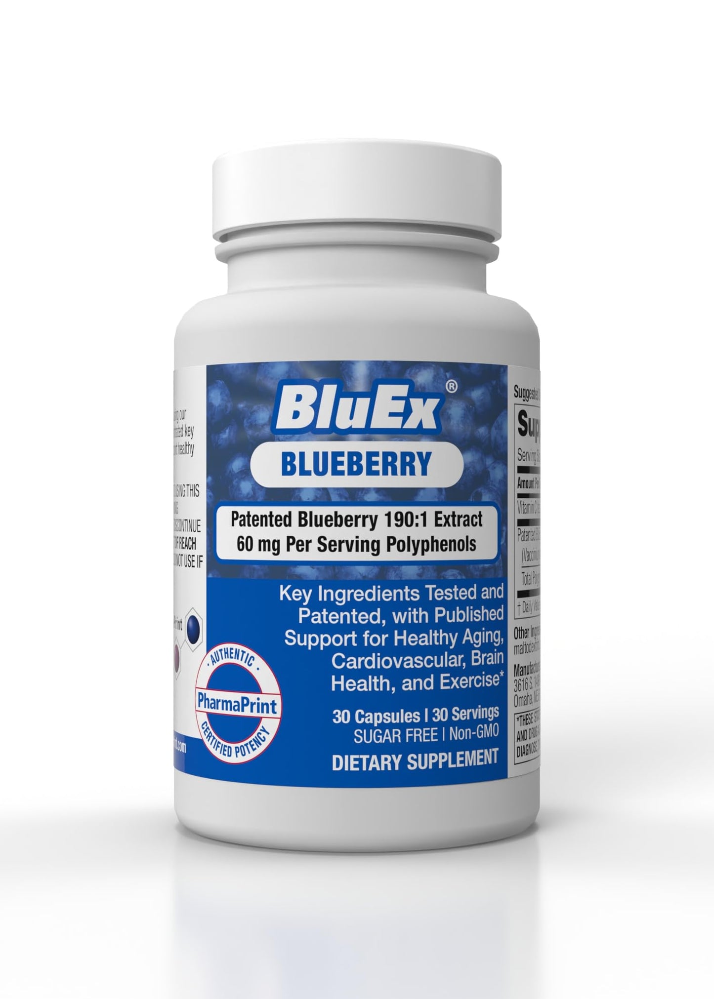PharmaPrint BlueX Blueberry Dietary Supplement, 30 Capsules