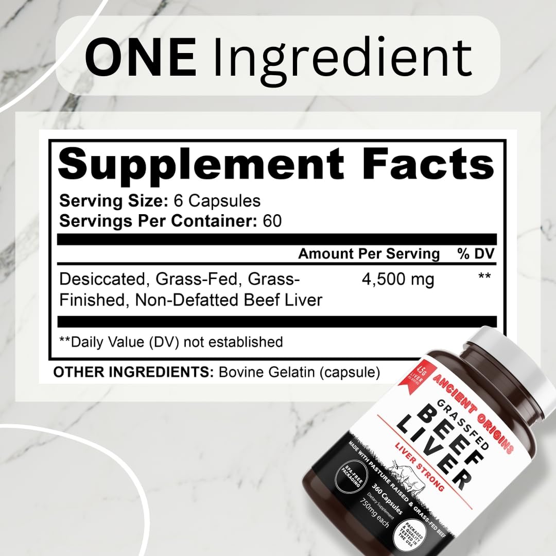 Ancient Origins Grass Fed Beef Liver 360 Capsules