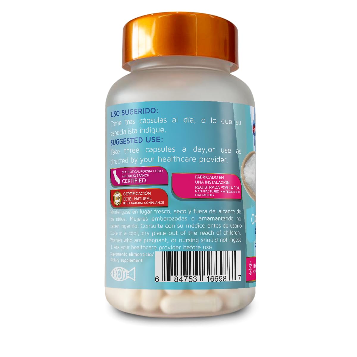 Betel Natural Magnesium Chloride Reforzado + MSM, Glucosamine, and Chondroitin, 90 Capsules