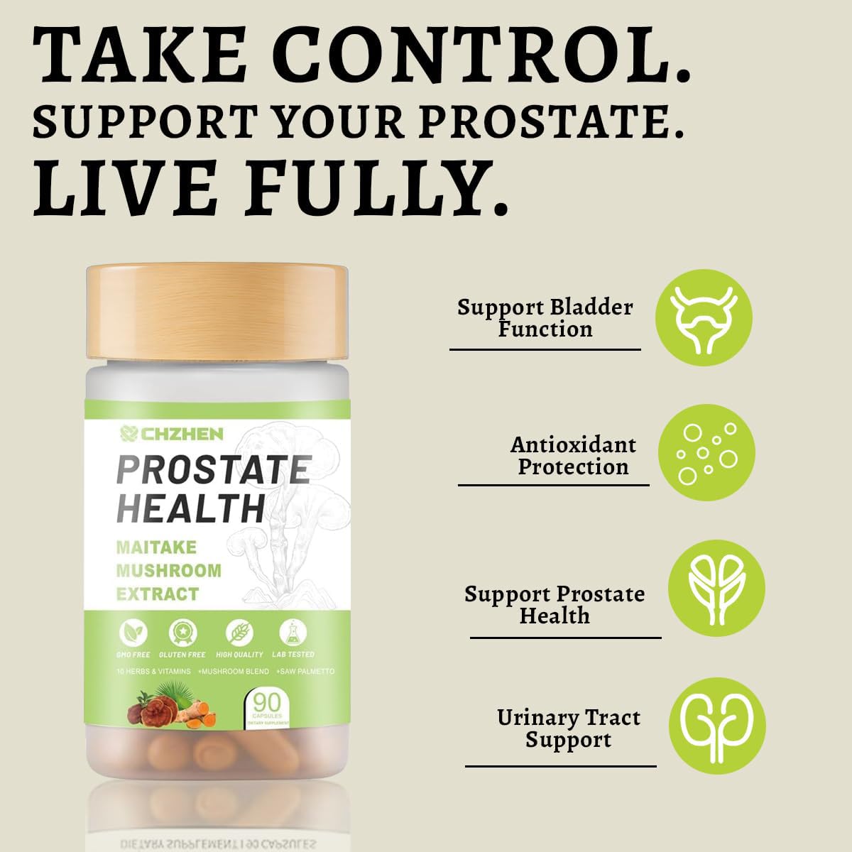 SERSANVE Prostate Health Support Supplement with Mushroom Blend, Saw Palmetto, Capsules, 150 Count