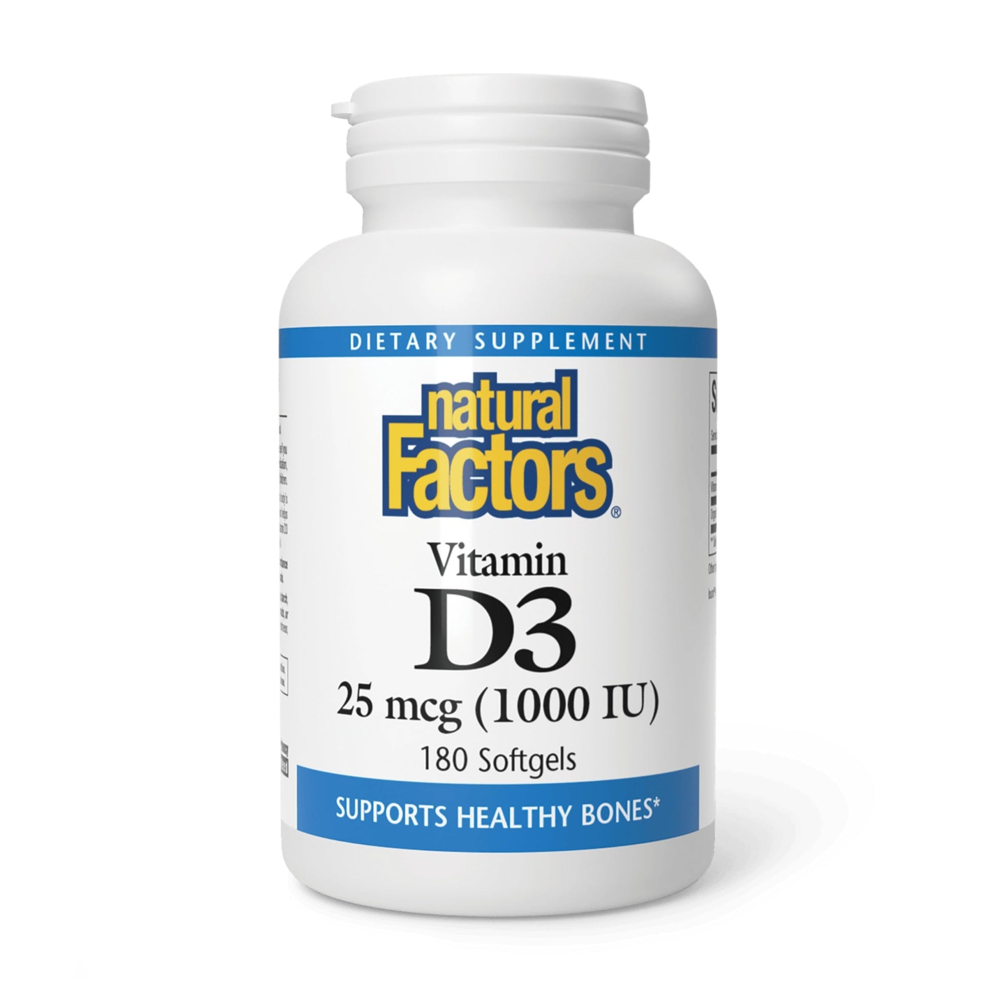 Natural Factors Vitamin D3 1000 IU (25 mcg) Tablets, 180 Tablets