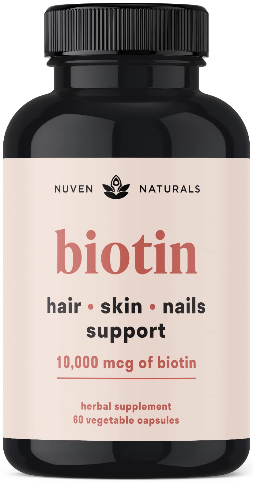 Nuven Naturals Biotin 10000 mcg Hair, Skin & Nails Capsules, 60 Count