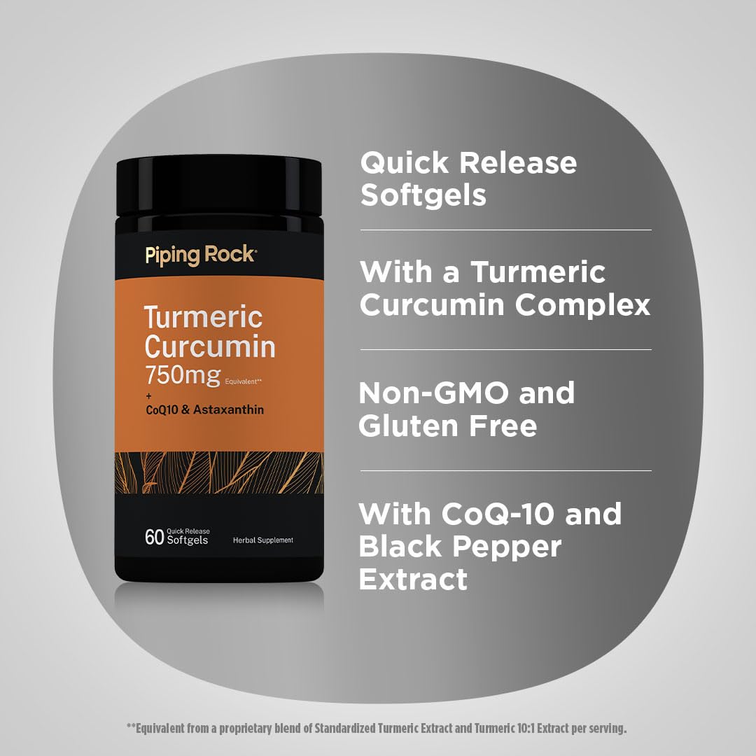 Piping Rock Turmeric Curcumin Supplement Softgel 60 Count
