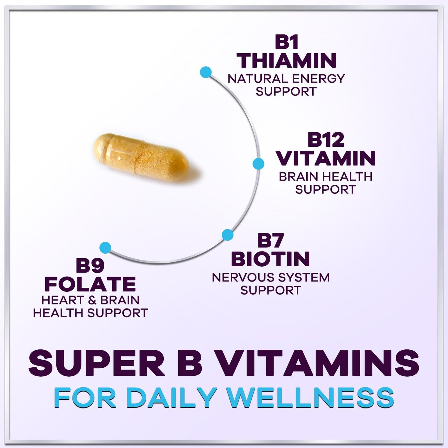 Hello Lovely! B Complex Vitamin Supplement 3X Strength with Biotin, Vitamin C & Folic Acid, 120 Capsules