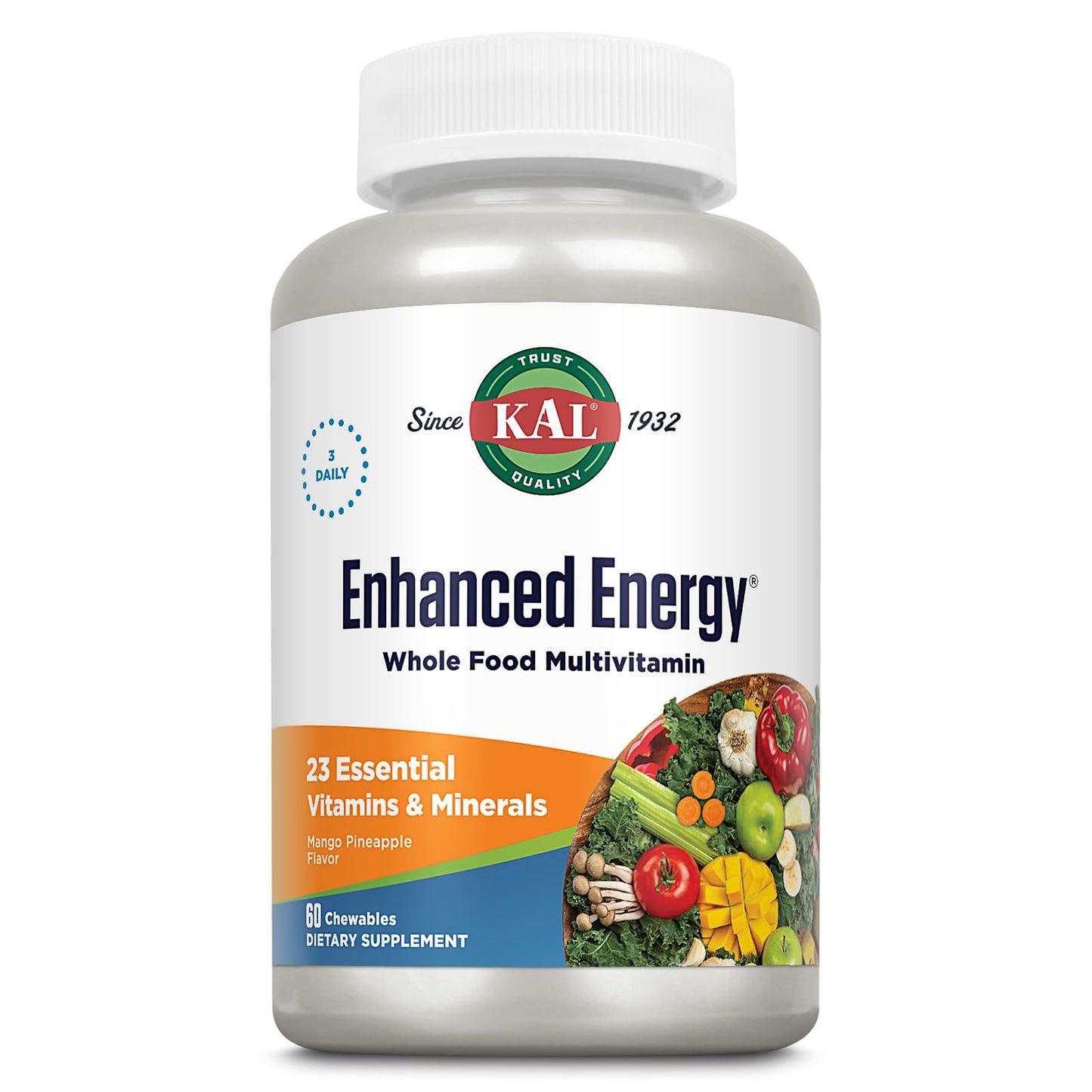 KAL Enhanced Energy Multivitamin with Iron, 60 Tablets