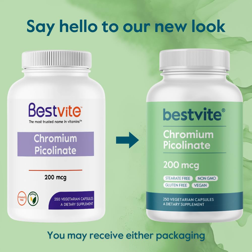 BESTVITE Chromium Picolinate 200mcg Capsules, 250 Count