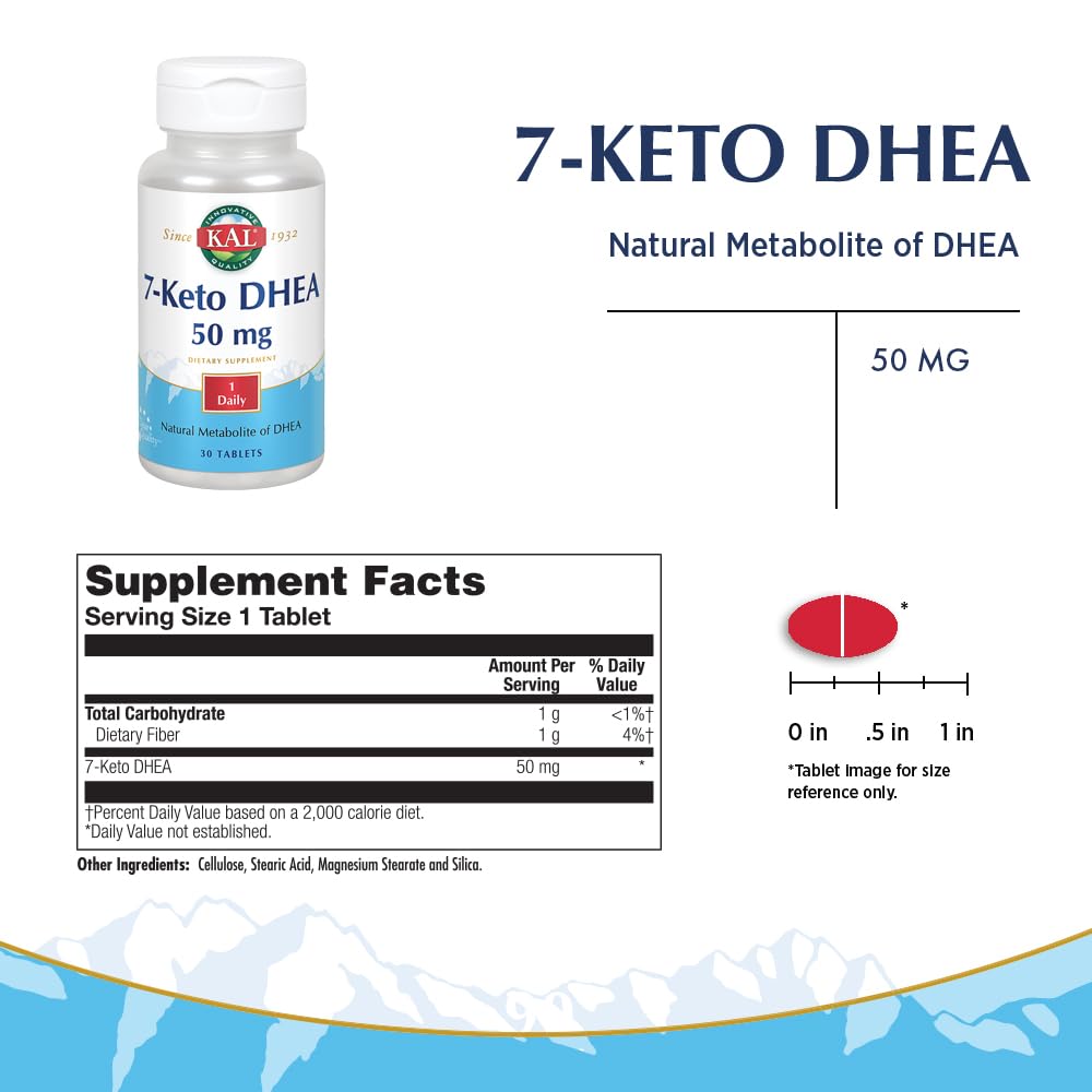 KAL 7-Keto DHEA 50 mg Tablets, 30 Count
