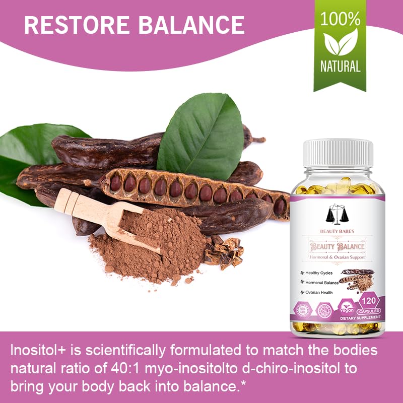 Beauty Babes Myo-Inositol & D-Chiro Inositol PCOS Support Supplement 120 Gel Capsules