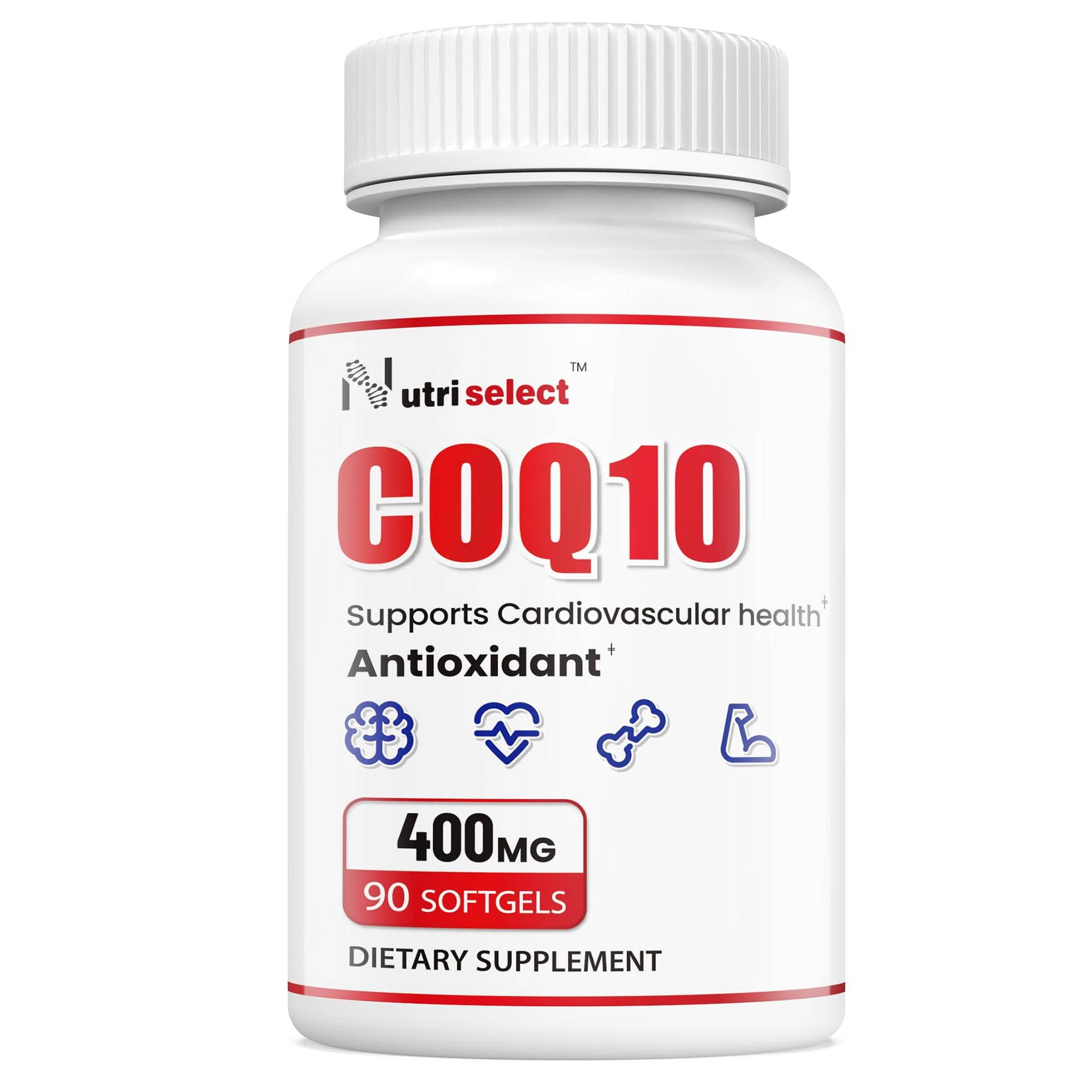 Nutriselect CoQ10 400mg Antioxidant for Cardiovascular Wellness Softgels, 90 Count