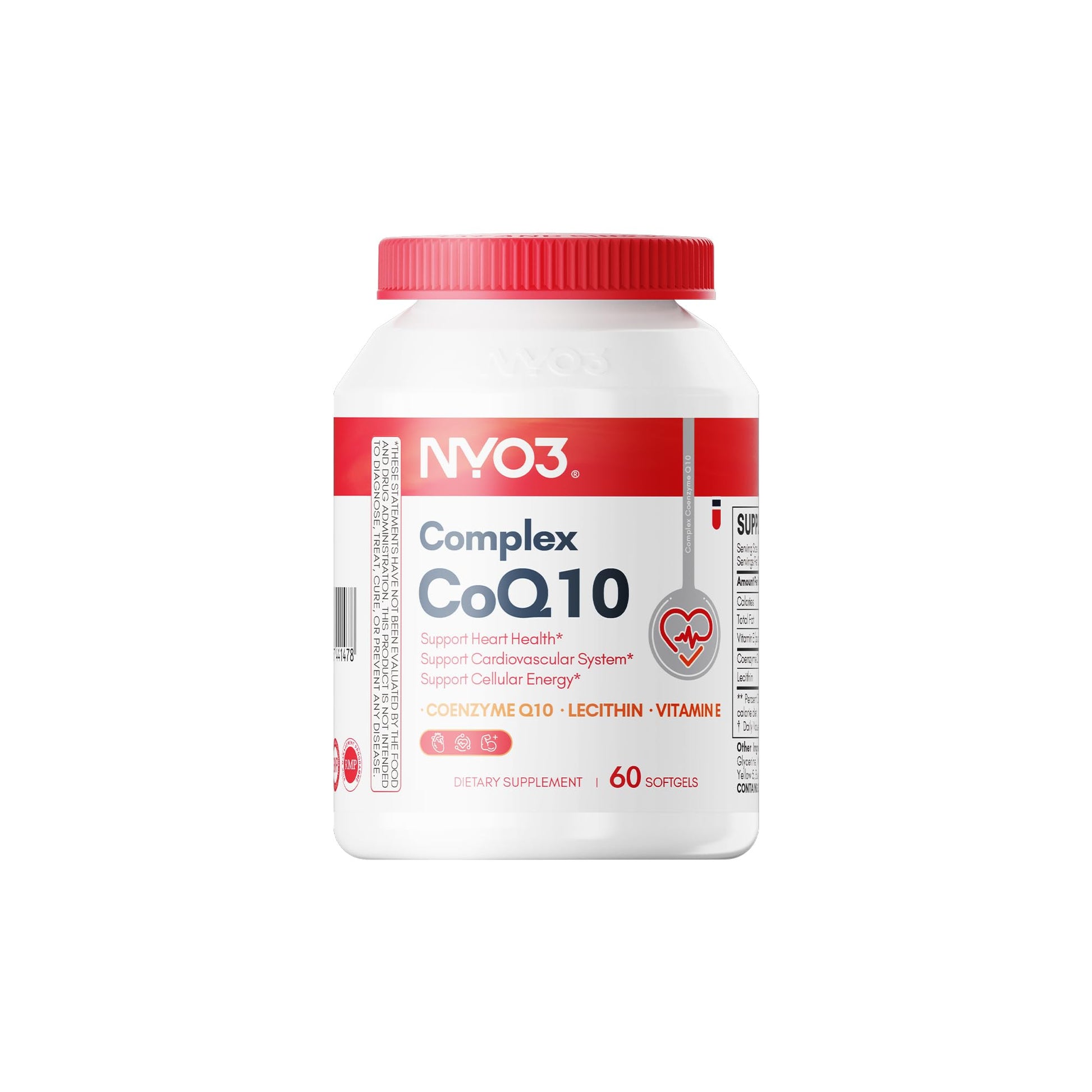 NYO3 CoQ10 200mg with Lecithin and Vitamins E Softgels 60 Count