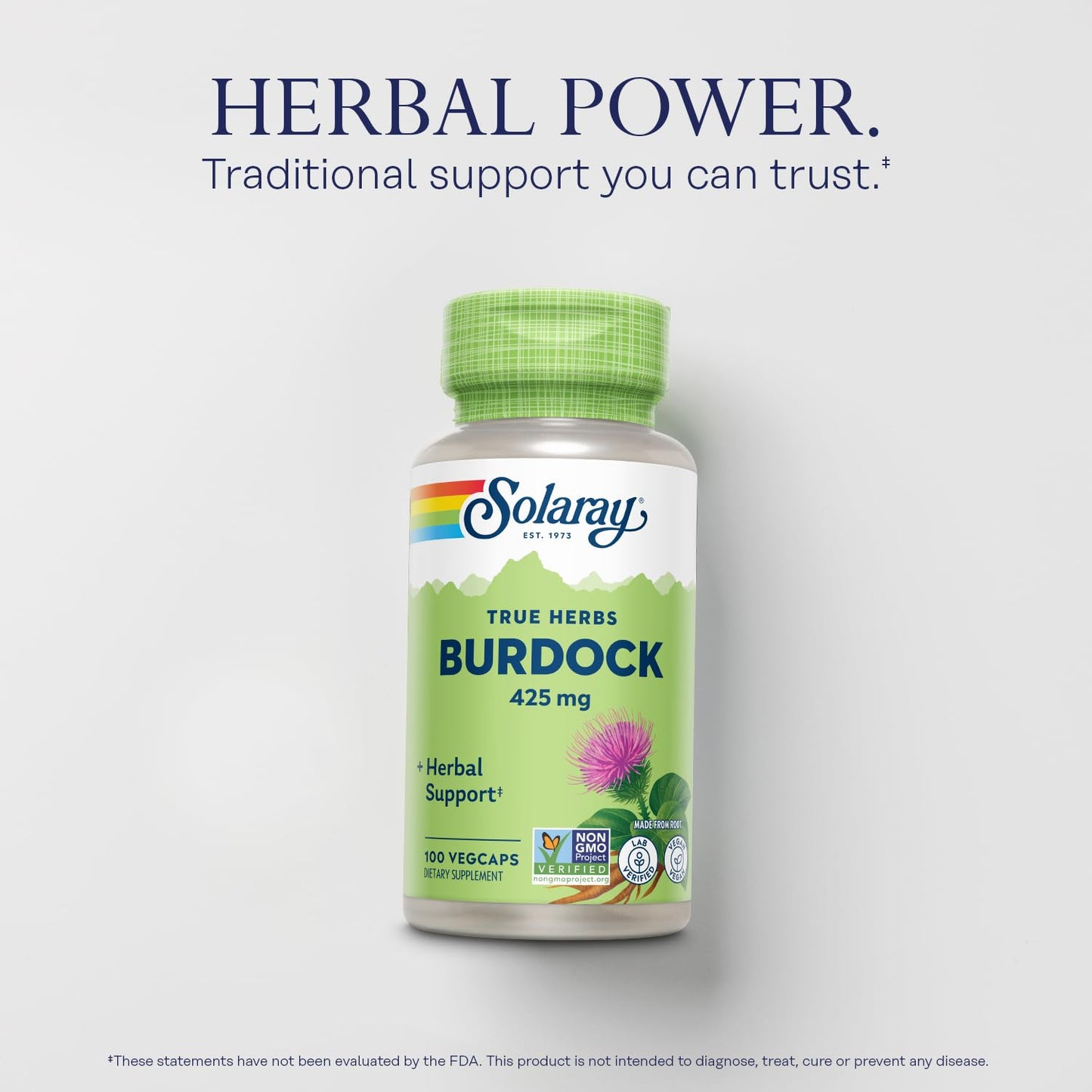 SOLARAY Burdock Root 425 mg Capsule, 100 VegCaps