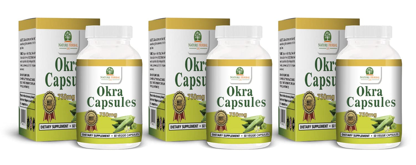 Nature Herbal Life Okra Capsules 750 mg, 60 Capsules