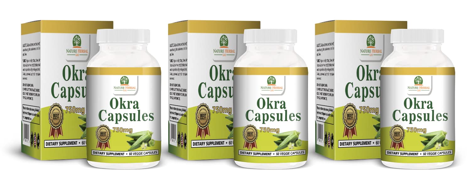 Nature Herbal Life Okra Capsules 750 mg, 60 Capsules