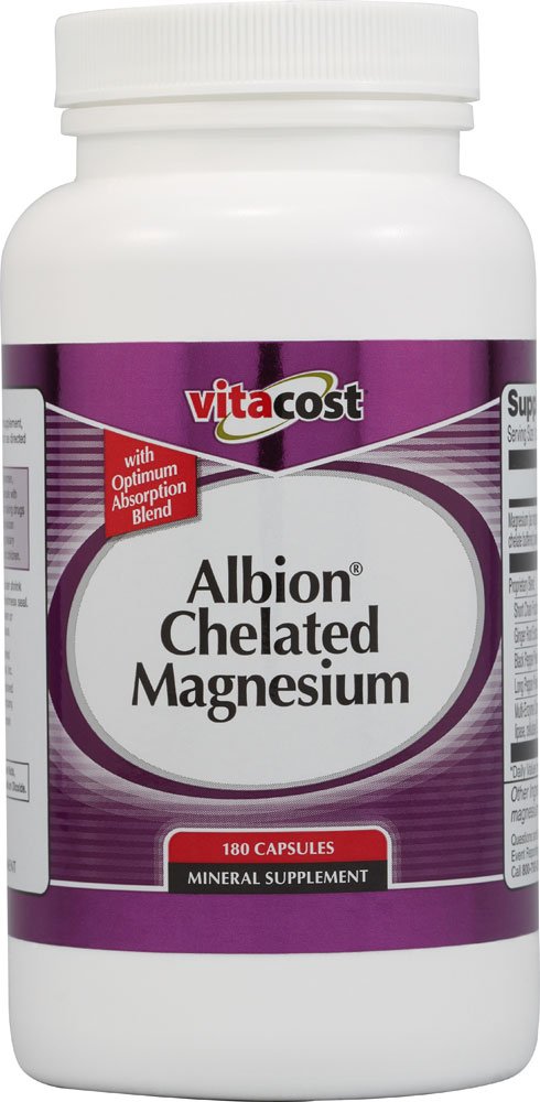 Vitacost Albion Chelated Magnesium Capsules, 180 Count