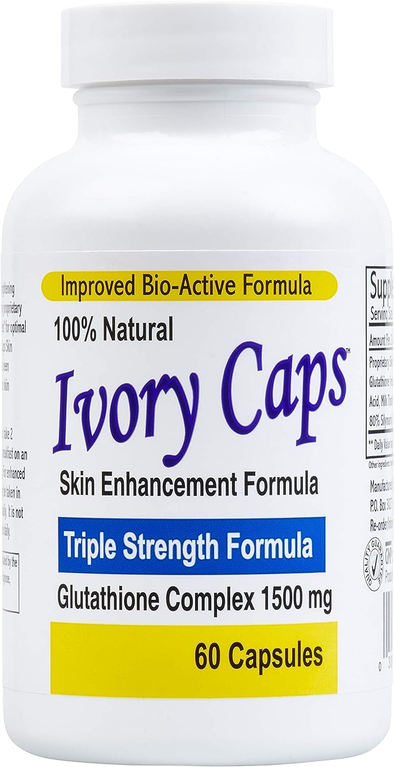 Ivory Caps Glutathione 1500 Skin Whitening Complex Capsule, 60 Count