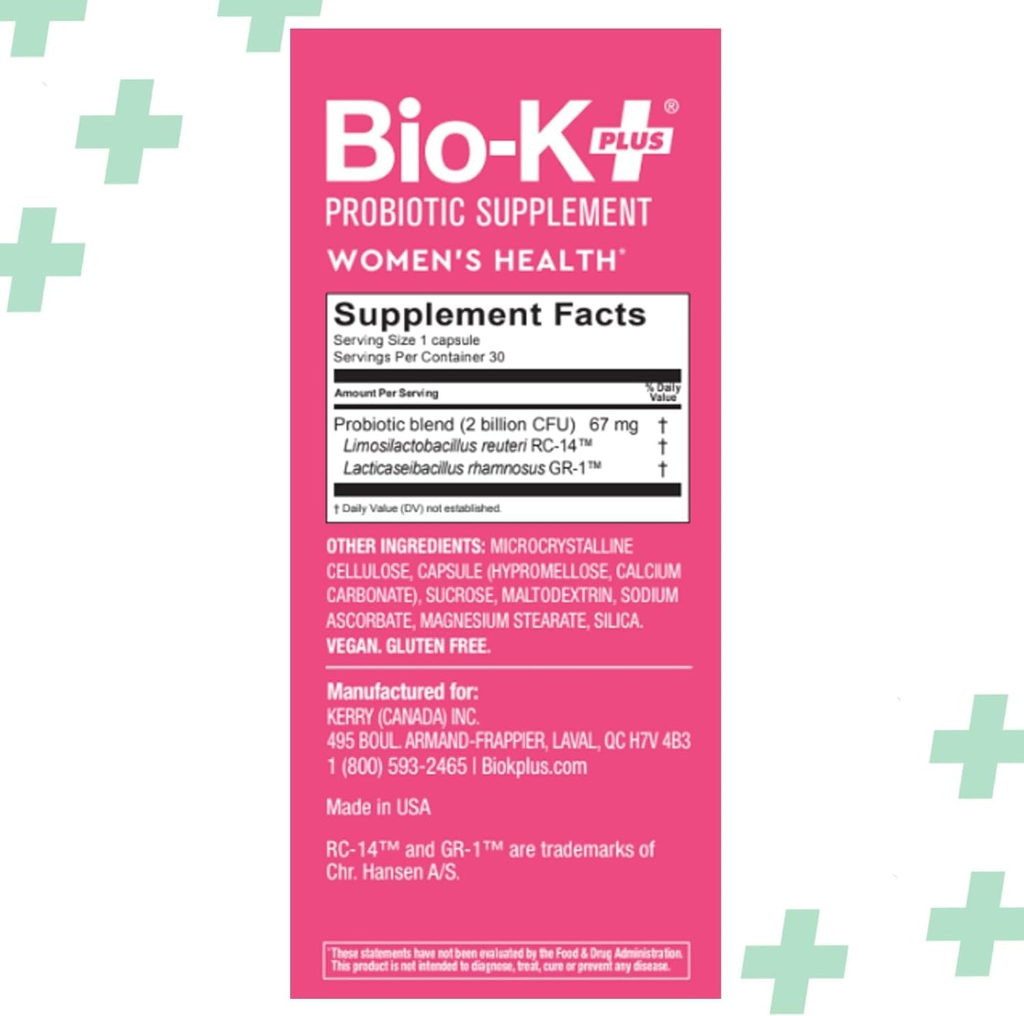 Bio-K Plus Probiotic for Women Capsule, 30 Capsules