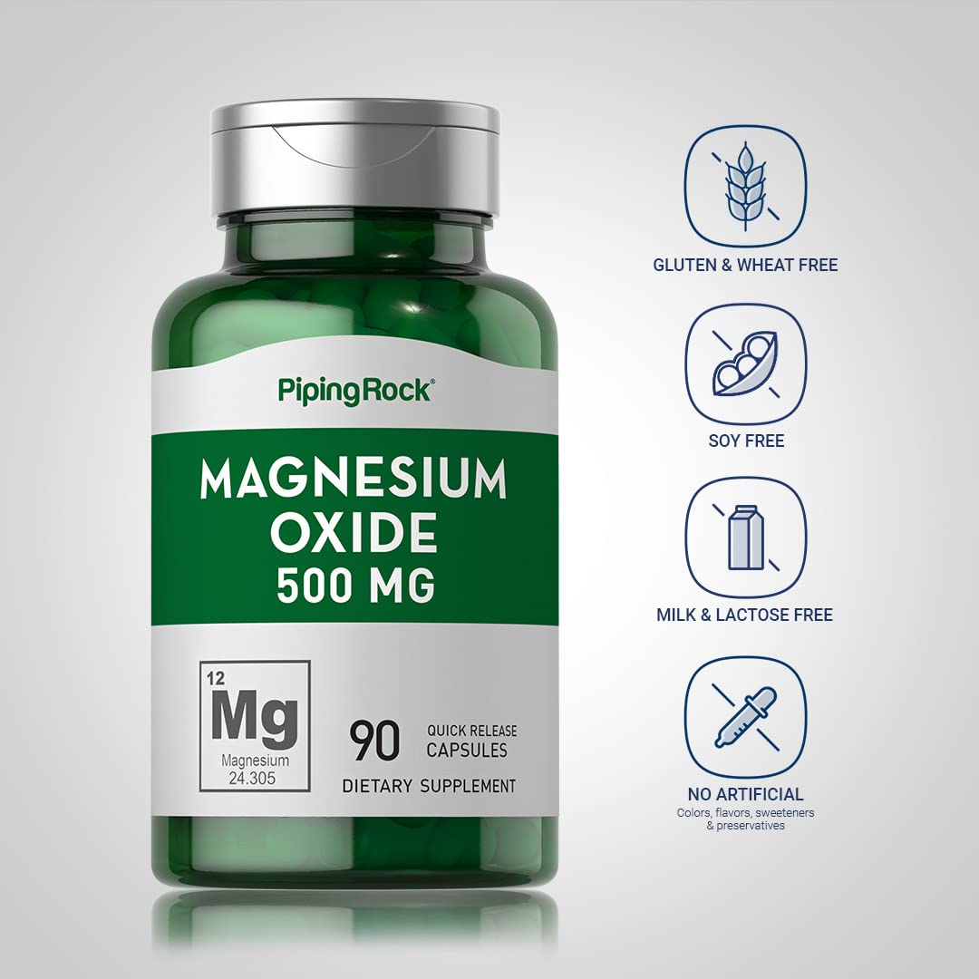 Piping Rock Magnesium Oxide 500mg Capsule 90 Count