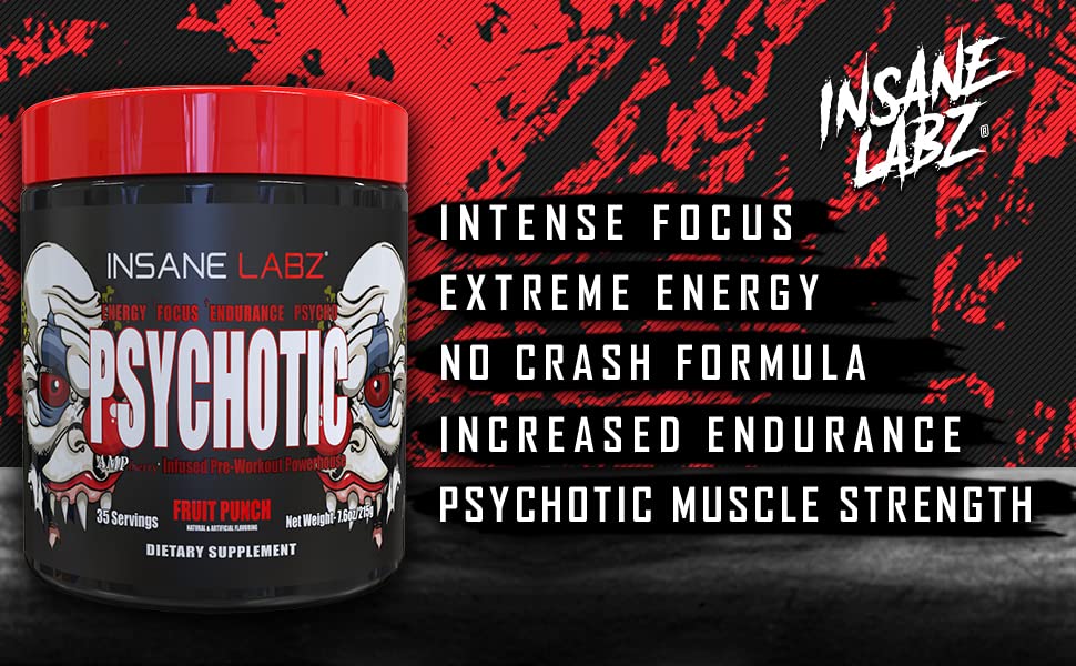 Insane Labz Psychotic and Insane Veinz Pre-Workout Stack Powder, 12.8 oz