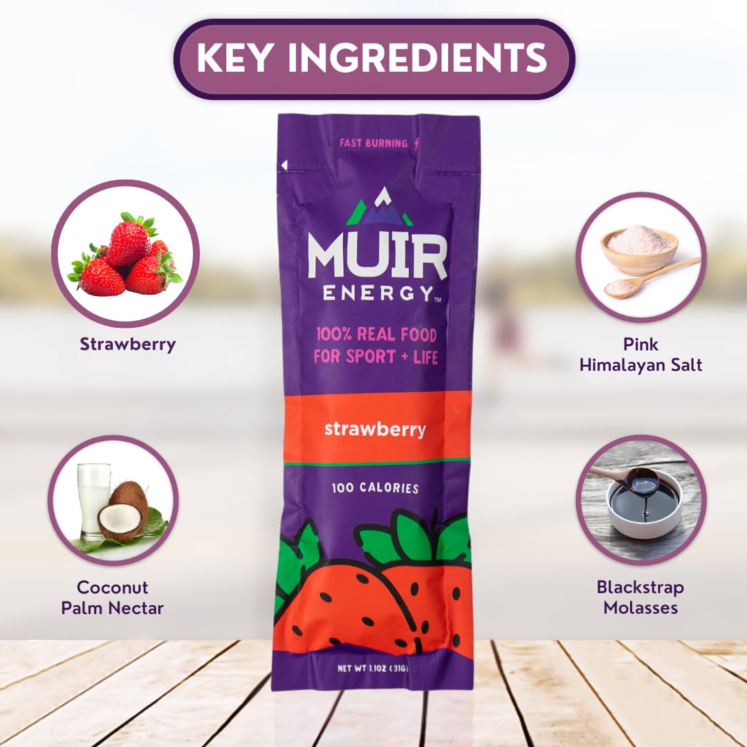Muir Energy Strawberry Real Food Energy Gel 10 Pack