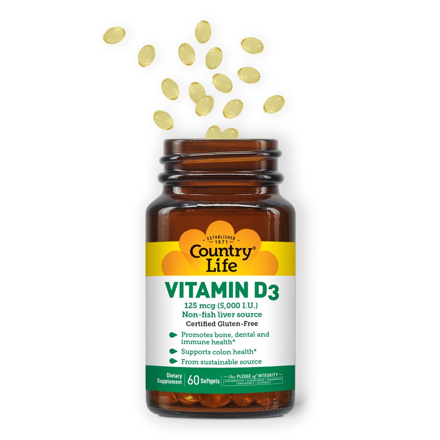 Country Life Vitamin D3 5000 IU Capsules 120 Count