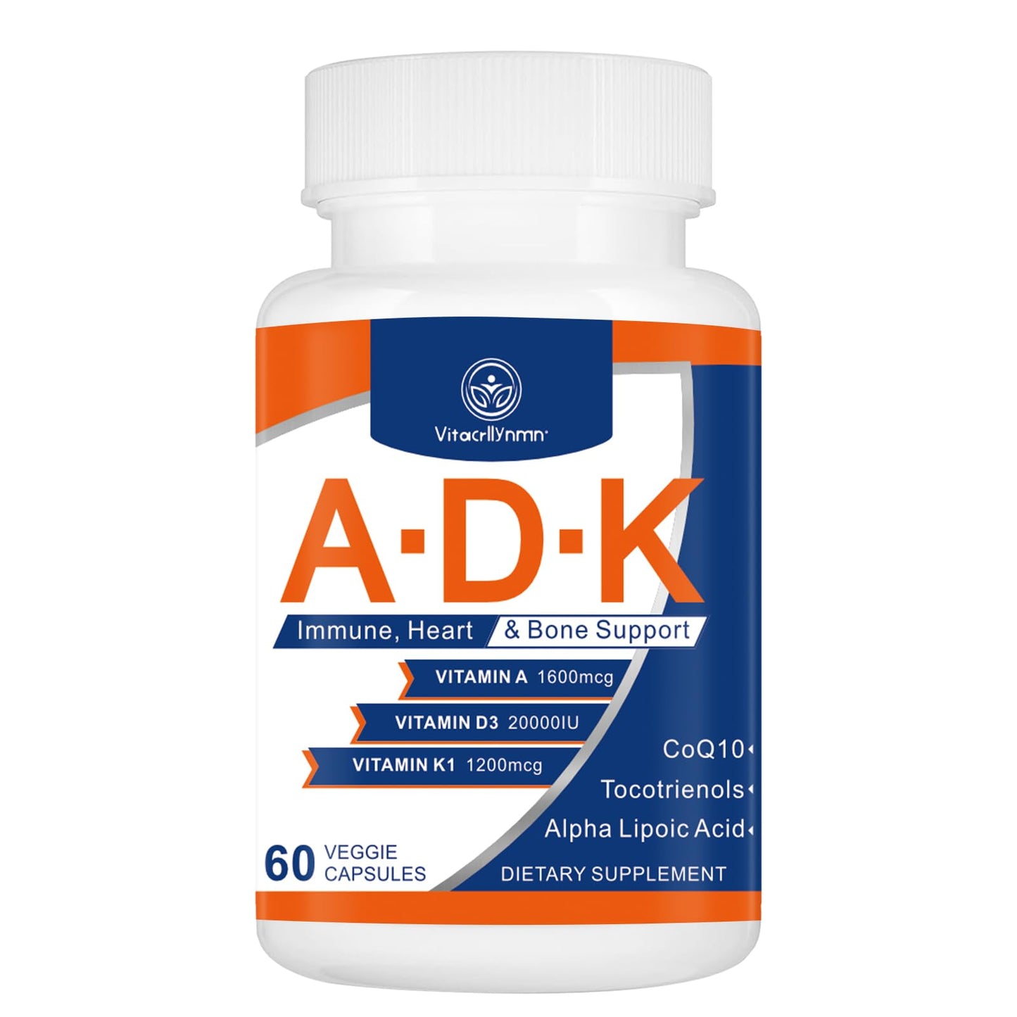 VITACRLLYNMN ADK Vitamin Supplement 20000 IU Capsules, 60 Count