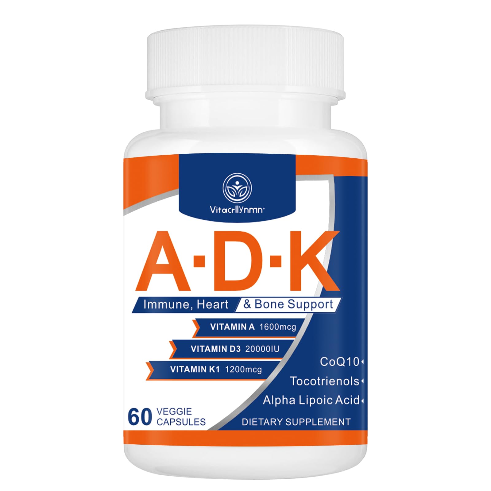VITACRLLYNMN ADK Vitamin Supplement 20000 IU Capsules, 60 Count