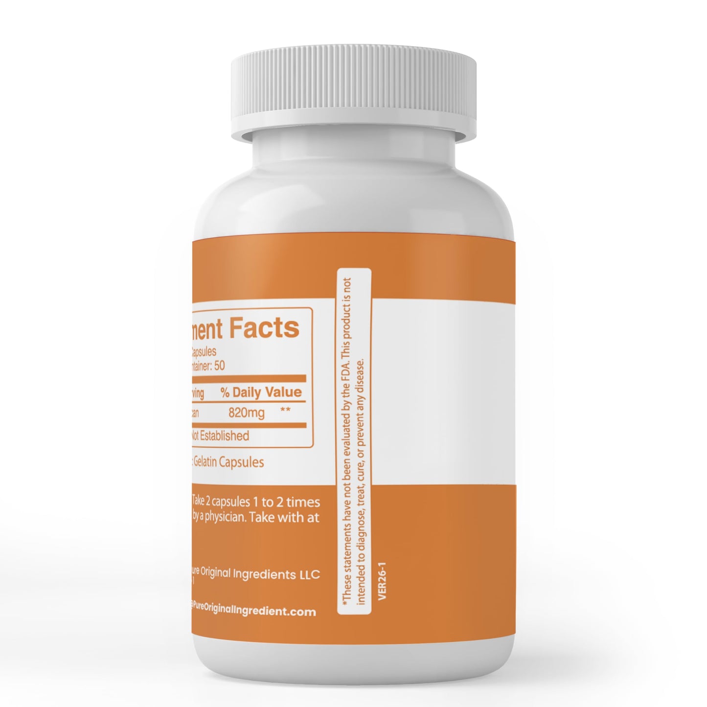 PURE ORIGINAL INGREDIENTS Beta Glucan 1,3/1,6 Capsules, 100 Capsules