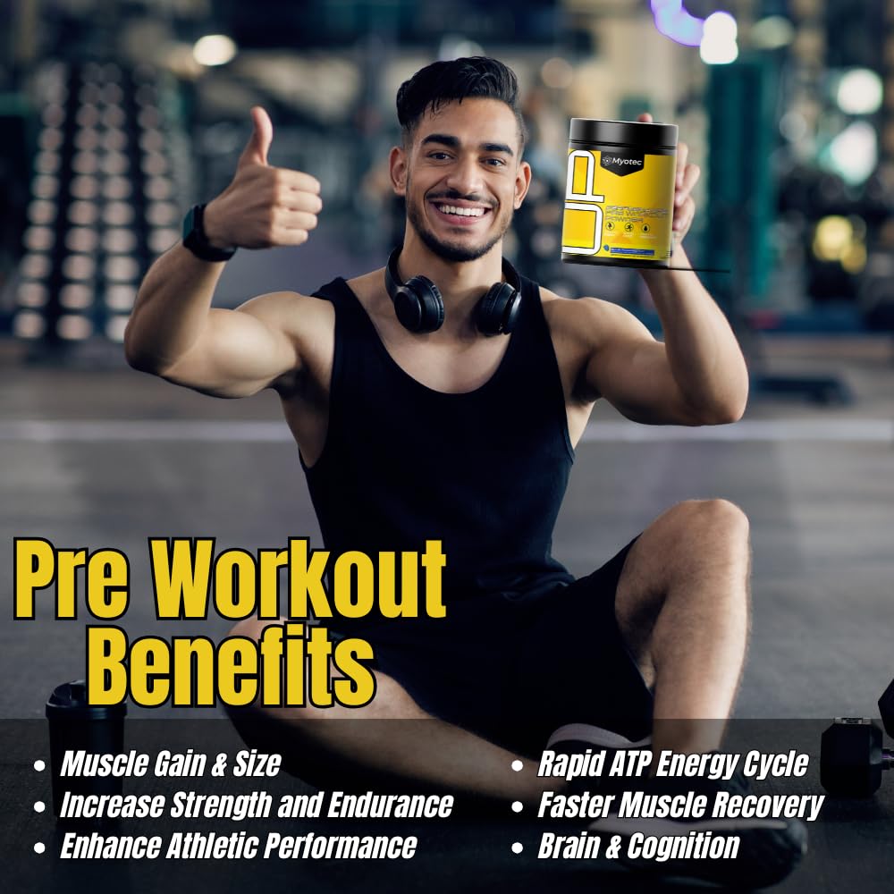 MYOTEC UP Mid Stimulant Pre Workout Powder 10.5 Ounce