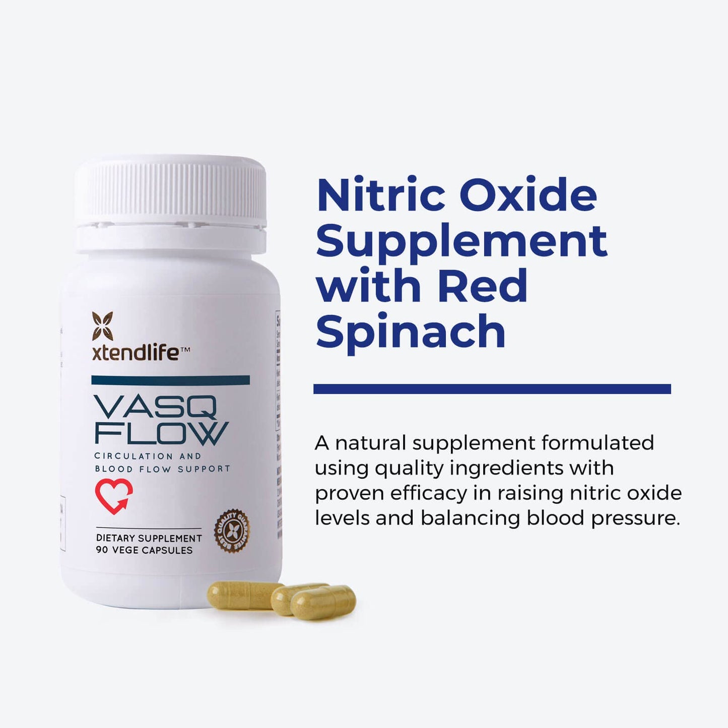 Xtendlife VasQFlow Nitric Oxide Supplement Capsules 90 Capsules