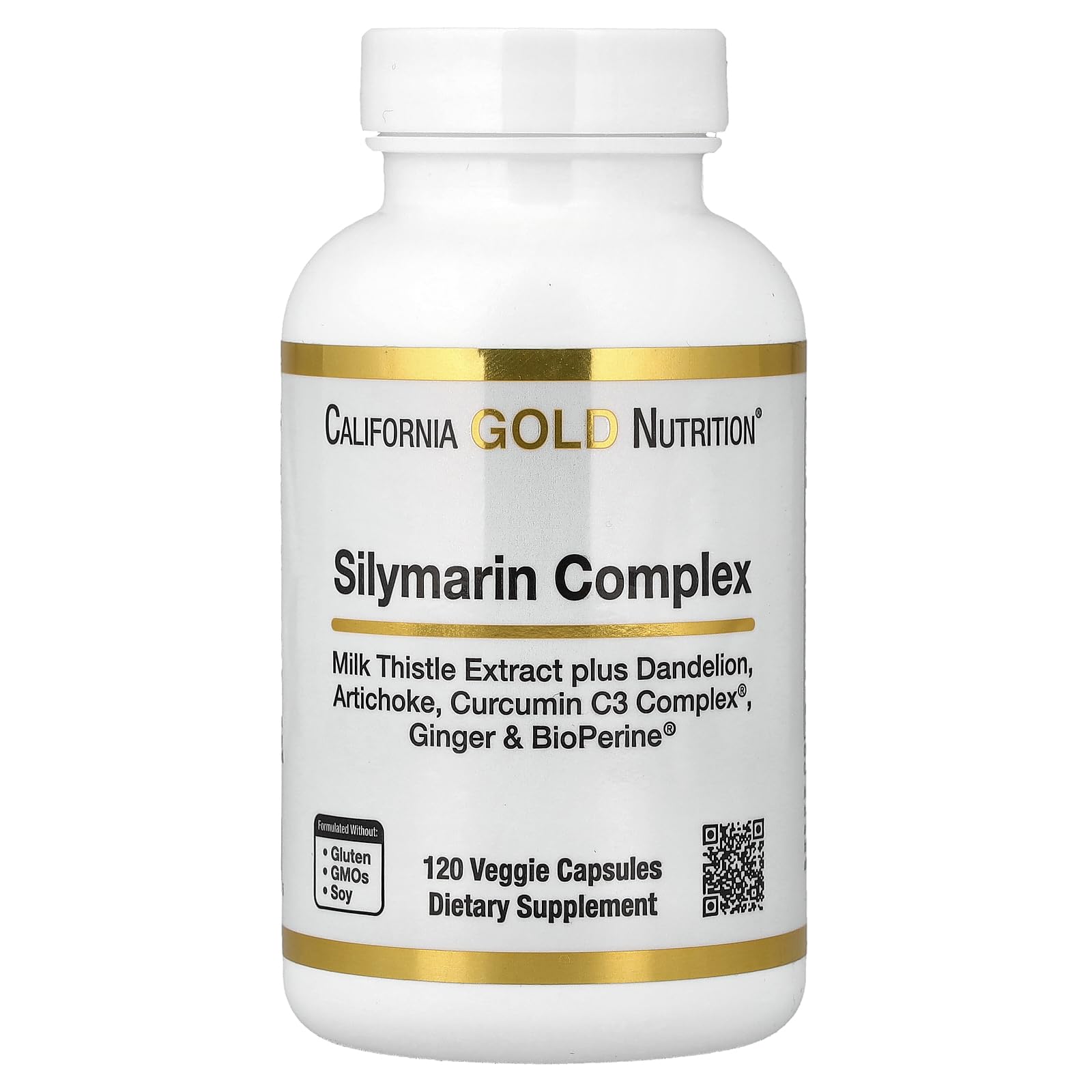 California Gold Nutrition Silymarin Liver Health Complex Milk Thistle Extract with Curcumin, Artichoke, Dandelion, Ginger, Black Pepper, Synergistic Liver Detox & Cleanse, 120 Veggie Capsules