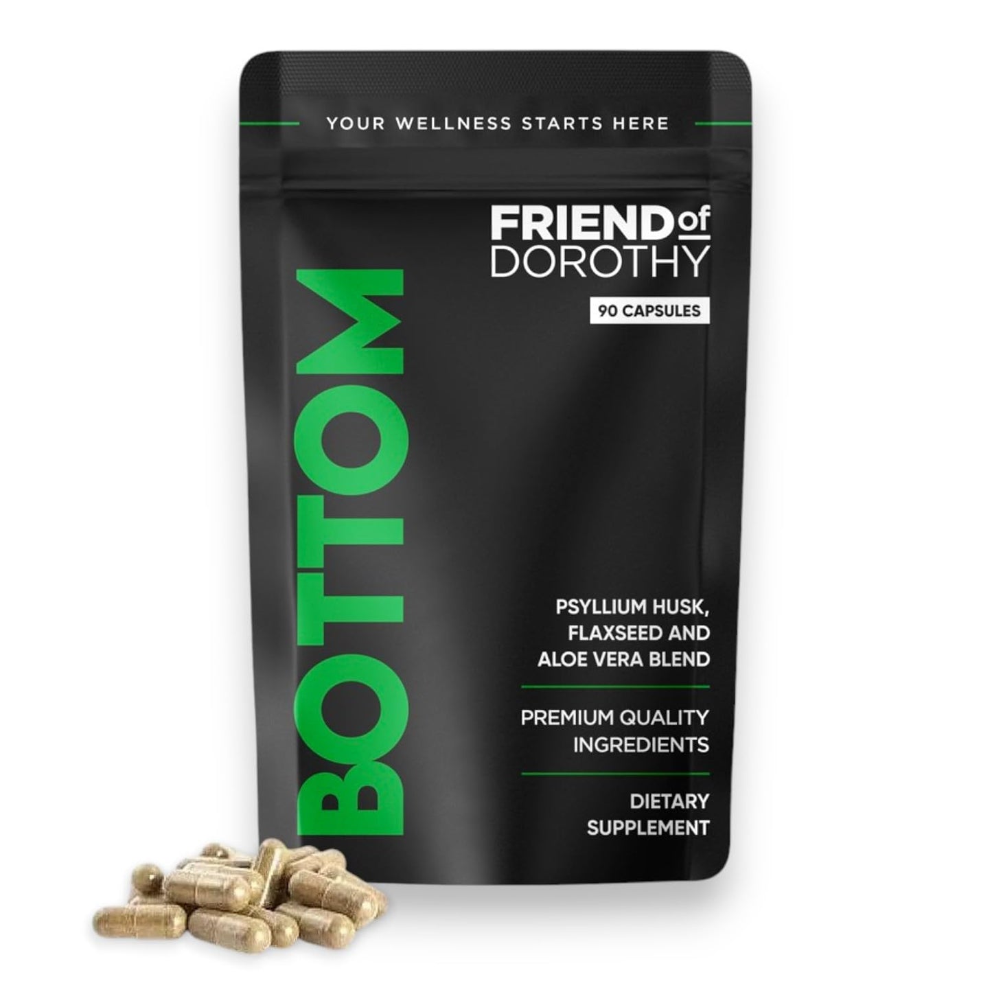 Friend of Dorothy Digestive Fiber Support Capsules for Men, Psyllium Husk & Aloe Vera, 90 Capsules