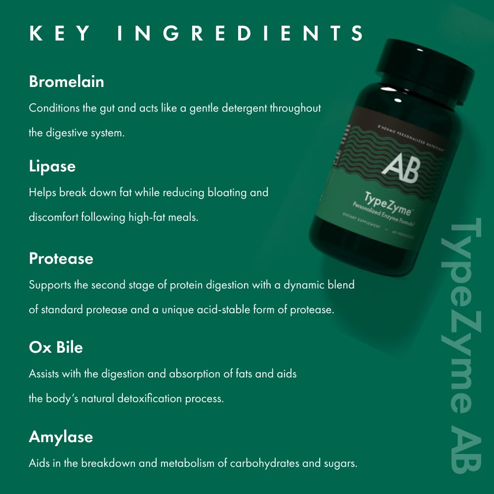 D'Adamo Personalized Nutrition TypeZyme Digestive Enzyme (Blood Type AB) Capsule 60 Count