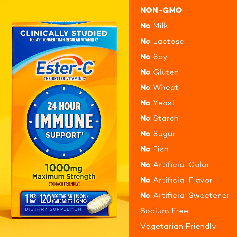 Ester-C Vitamin C 1000 mg Tablets, 120 Count